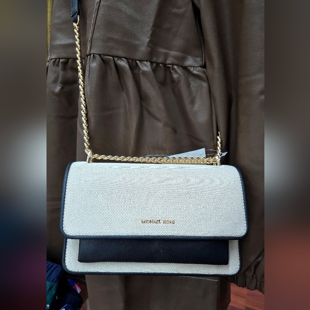 Michael Kors Black and Cream Crossbody Bag